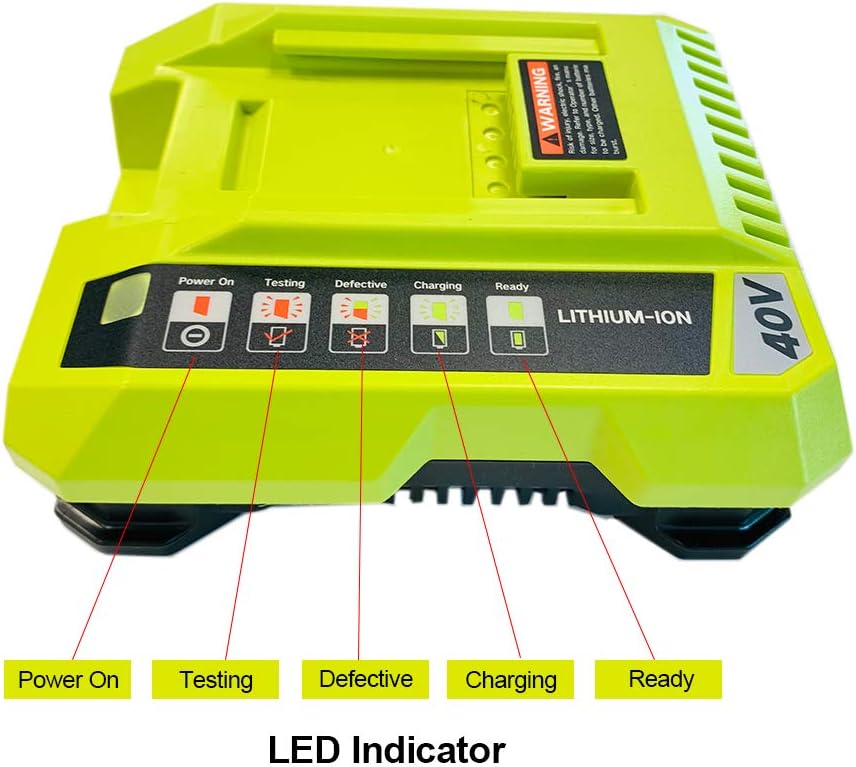 40 Volt Lithium-Ion OP401 Charger Compatible with Ryobi 40V Battery OP4026 OP40201 OP4040 OP40401 OP4050 OP4050A OP40501 OP40601