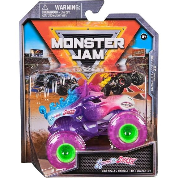 Monster Jam, Sparkle Smash Monster Truck, Die-Cast Vehicle, 1:64 Scale