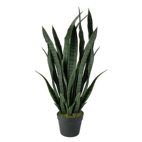 29 in. Artificial Potted Striped Leaf Dracaena Snake Plant, Green