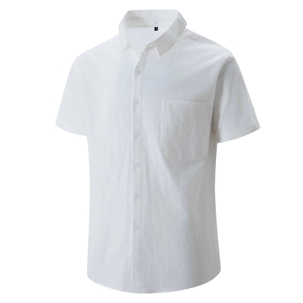 Blusa y camisa de manga corta con cuello vuelto para hombre, camisa de verano de manga corta con solapa, top informal de moda transpirable con bolsillo en el pecho, top/camisa de manga corta con solap