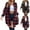Wine, variant on Women Plaid Shirt Jackets Casual Oversized Classic Lapel Long Sleeve Shacket Buton Vintage Trensy Fall Coat With Pockets