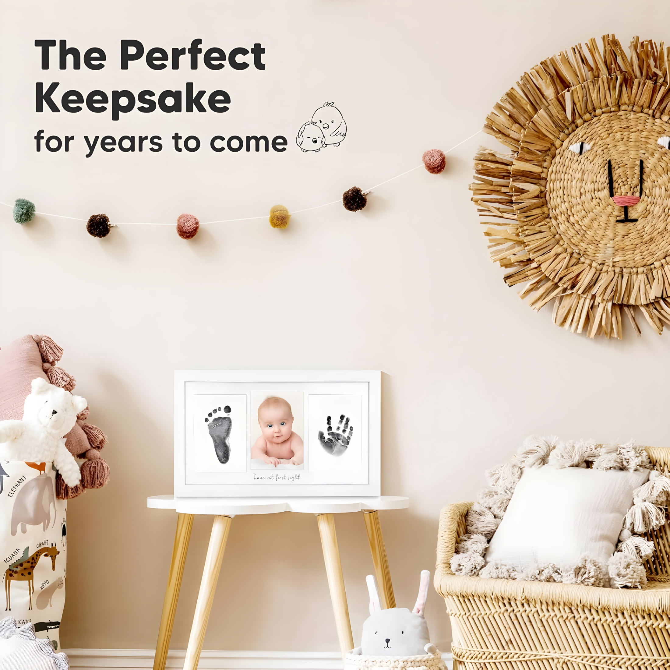 TUWAFE Inkless Hand and Footprint Kit,Boy,Girl,Newborn Keepsake No Mess Ink Pad for Baby Handprint,Clean Touch Paw Print Kit for Dog Picture Frame,Baby Christmas Shower Gifts (Alpine White)