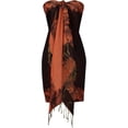 thumbnail image 3 of Peach Couture Châle Jacquard Réversible Ravissant pour Femmes Pashmina (Noir/orange), 3 of 4