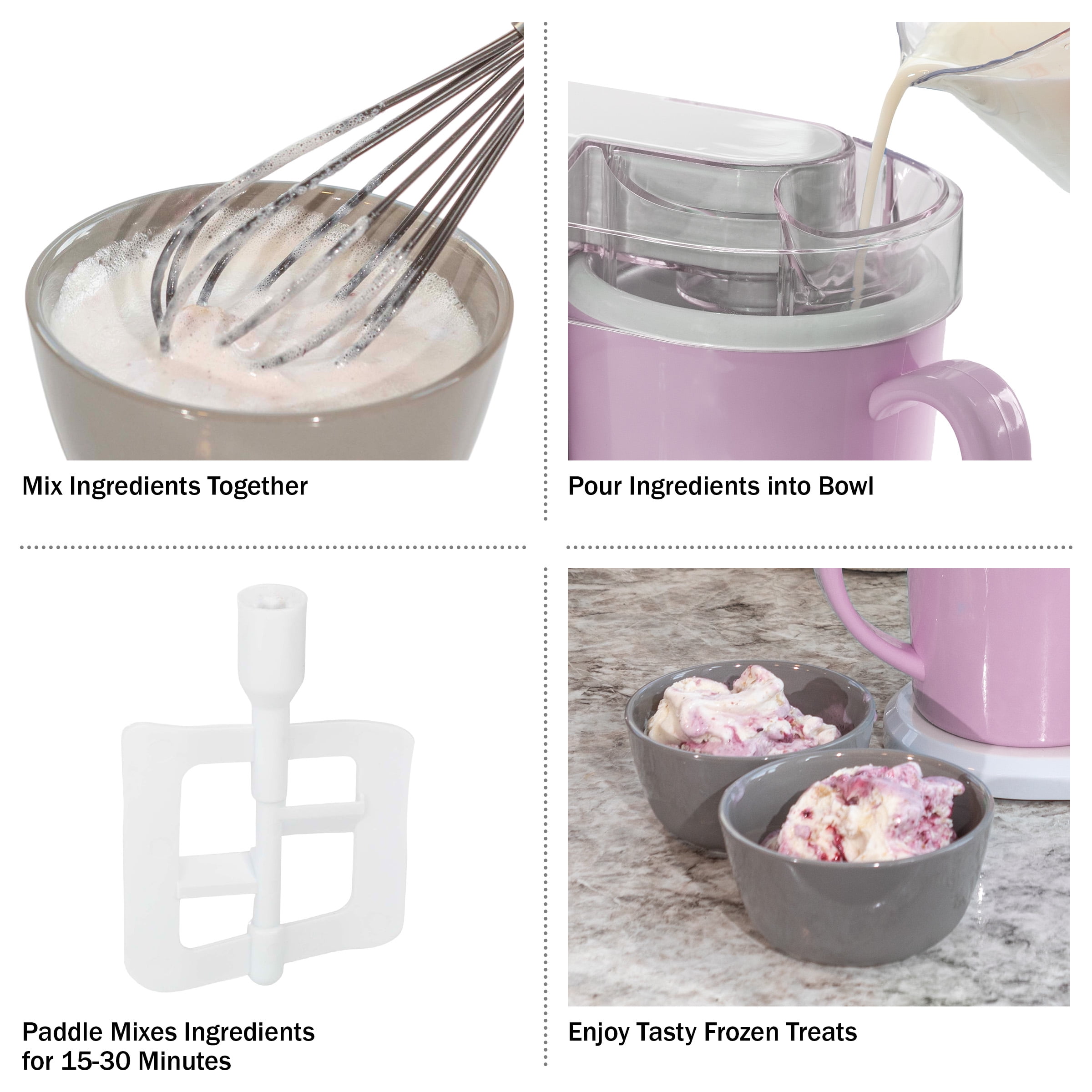 Classic Cuisine 1QT Ice Cream Maker for Sorbet, Gelato, and Frozen Yogurt