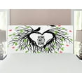 thumbnail image 1 of Tree of Life Headboard, Heart Shaped Bird Nest Home Words Hope Family Partners in Nature, Upholstered Decorative Metal Bed Headboard with Memory Foam, Full Size, Black Green Pink, by Ambesonne, 1 of 4