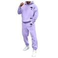 thumbnail image 3 of ibiyuan Mens 2 Piece Outfits Long Sleeve Casual Pullover Hoodie and Pants Long Sleeve Hoodie and Sweatpants Set Jogging Athletic Suits Long Sets Outfits,Light Purple, 3 of 6