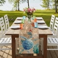 thumbnail image 4 of Brown Sea Turtle Coastal Burlap Cotton Table Runner 13x70 Inches Long, Nautical Coral Ocean Vintage Farmhouse Table Runners, Outdoor Dining Tablecloths Decor for Baby Shower/Party/Wedding, 4 of 8