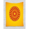 thumbnail image 1 of Mandala Tapestry, Wavy Strokes Joining Intersecting Sun Like Elongated Arabesque, Wall Hanging for Bedroom Living Room Dorm Decor, 60"W X 80"L, Earth Yellow and Vermillion, by Ambesonne, 1 of 2