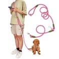 thumbnail image 1 of Laisse Mains Libres pour Chien Tout-Terrain, Laisse pour Randonnée et Entraînement, Laisse pour Animal de Compagnie Mains Libres, Sangle de Marche Réfléchissante Robuste (Rose 250cm long 1.2m), 1 of 5