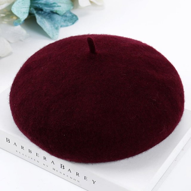 Boina de primavera, otoño e invierno, estilo hongo, gorro de mujer, gorro de calabaza transpirable, gorro de pintor de lana