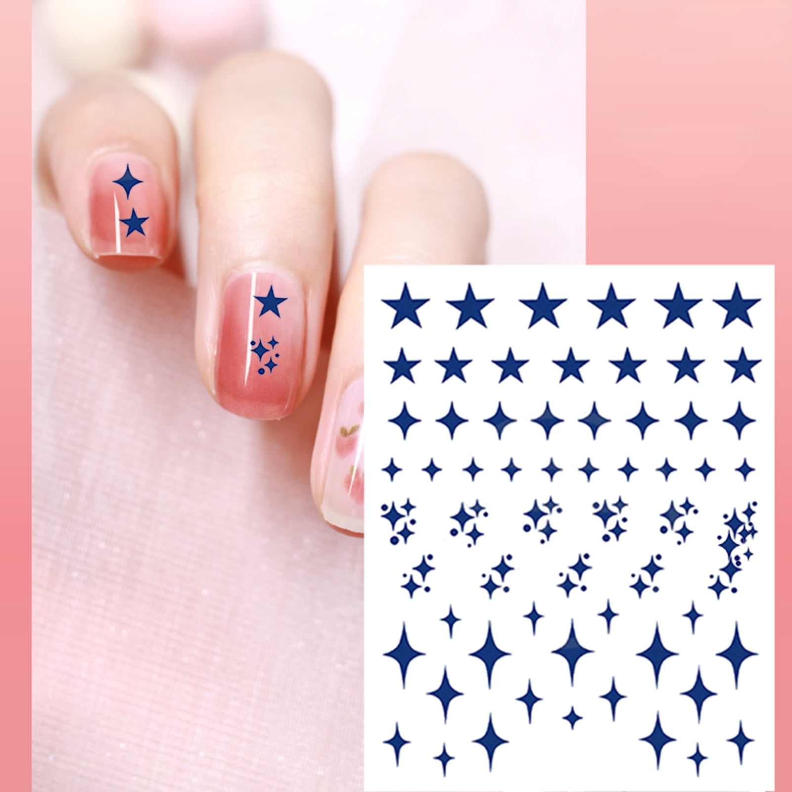 FLW Heart Nail Stickers Self Adhesive Breathable Nail Art Blue Heart Star  Nail Decals Stickers for Girl - Walmart.com