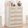 thumbnail image 6 of LEYAOYAO Boho 6 Drawer Dresser Set of 2, Vertical Chest of Drawer Dresser for Bedroom Living Room with Metal Handles for Bedroom, Grey White, 6 of 9