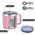 thumbnail image 3 of 12oz Stainless Steel Insulated Coffee Mug with Handle Double Wall Vacuum Travel Mug Tumbler Cup with Sliding Lid Pink, 3 of 8
