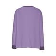 thumbnail image 5 of CaComMARK PI Women's Waffle Top Clearance Long Sleeve Round Neck Loose T-Shirt Fashion Casual Pullover Purple 12(XXL), 5 of 6