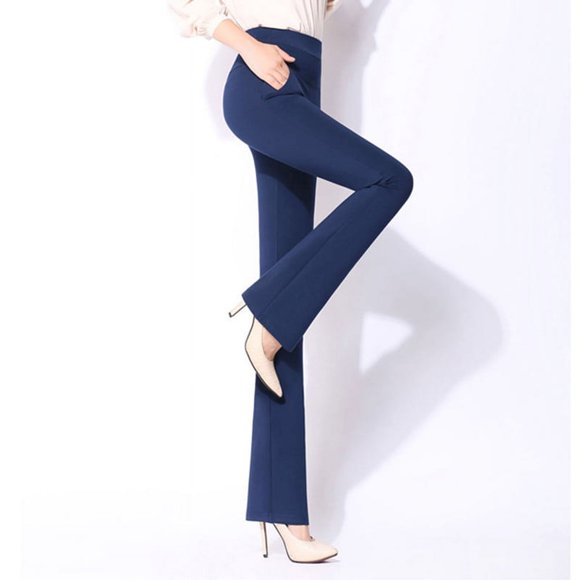 Pantalones de mujer, pantalones de otoño, primavera y otoño, pantalones de traje, pantalones de cintura alta para mujer, pantalones acampanados negros para mujer