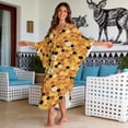 thumbnail image 3 of FKELYI Women's Kaftan Plus Size Swimwear Coverup for Summer Beach Cover Up Batwing Sleeves Beachwear Daisy Flower Honeycomb Print V-Neck Maxi Beach Dress Loungewear, 3 of 7