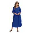 thumbnail image 2 of Women's Dress Long Sleeve Casual Plus Size Dress Solid Loose Casual Crewneck Long Dress,S-5XL, 2 of 7