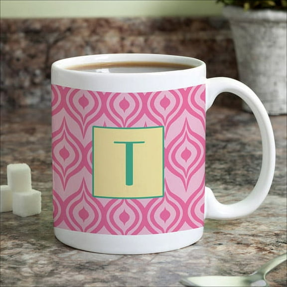 Personalized Pink Ikat Coffee Mug