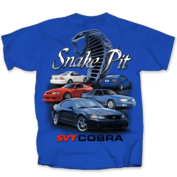 Joe Blow T's Ford 1993-2004 Cobra Mustang Snake Pit Royal Blue Cotton Preshrunk T-Shirt - Large