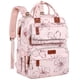 thumbnail image 1 of Mochila para pañales, bolsa de pañales para mamá, mochila grande rosa para pañales para niñas, mochila para mamá con estampado floral para viajes de trabajo y vacaciones con bolsillos aislados y corre, 1 of 5