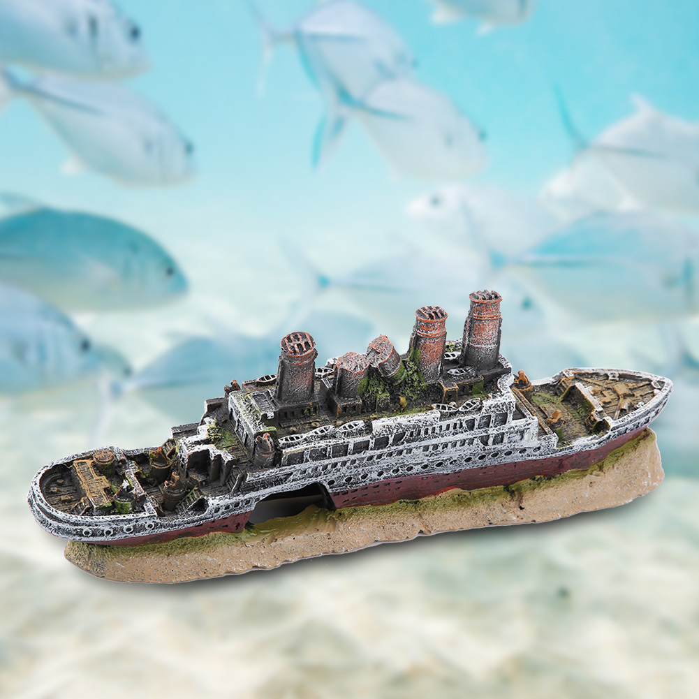 Aquarium Shipwreck Decorations Resin Titanic Lost Wrecked Boat Ship ...