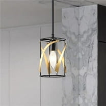 Sana 5 in. 1-Light Indoor Matte Black and Gold Finish Pendant Light with Light Kit