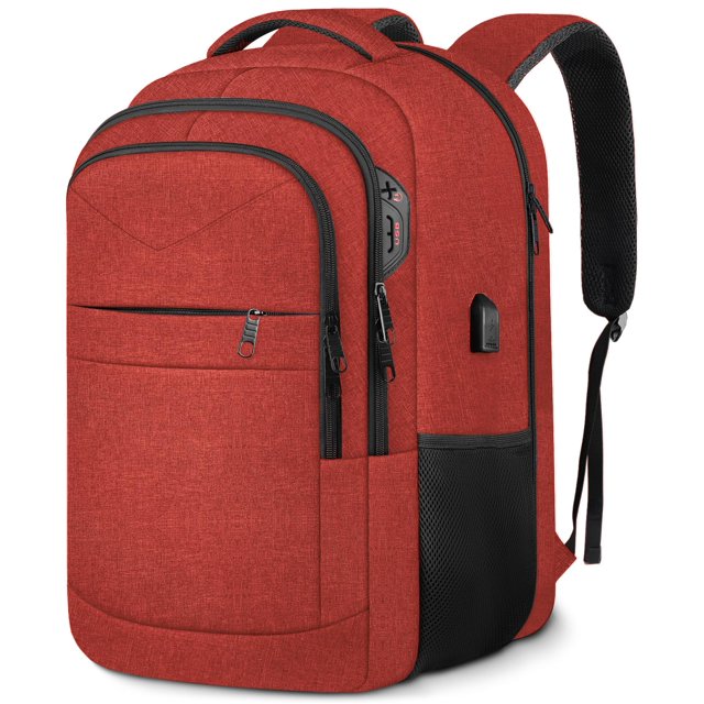Mochila Lapsouno para portátil de viaje grande TSA de 17 pulgadas, color rojo vino