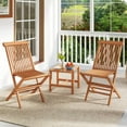 thumbnail image 1 of Gymax 3 PCS Folding Patio Bistro Set Teak Wood Table & Chairs w/ Slatted Tabletop, 1 of 10