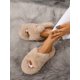 thumbnail image 3 of Women's Winter Indoor House Slippers, White Cross Strap Slides With Fur Trim, Fashionable For Outdoor & Vacation Wear, 3 of 5
