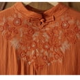 thumbnail image 4 of HOMBOM Embroidered Dresses for Women Casual Cotton Linen Long 3/4 Sleeve Plus Size Maxi Beach Young Womens Shift Dress Crew Neck, 4 of 9