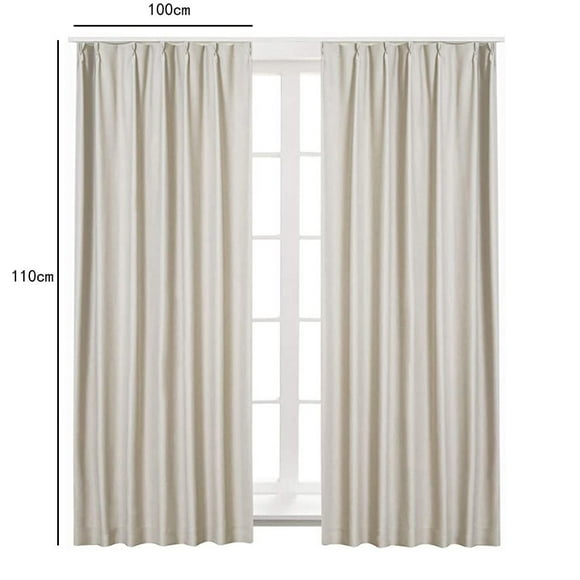 Boovnll Curtains, 2Pcs 100X110Cm Beige Window Curtain Bedroom Balcony Study Curtain Cloth, Blackout Curtains, Blackout Curtains for Bedroom, Curtains for Living Room