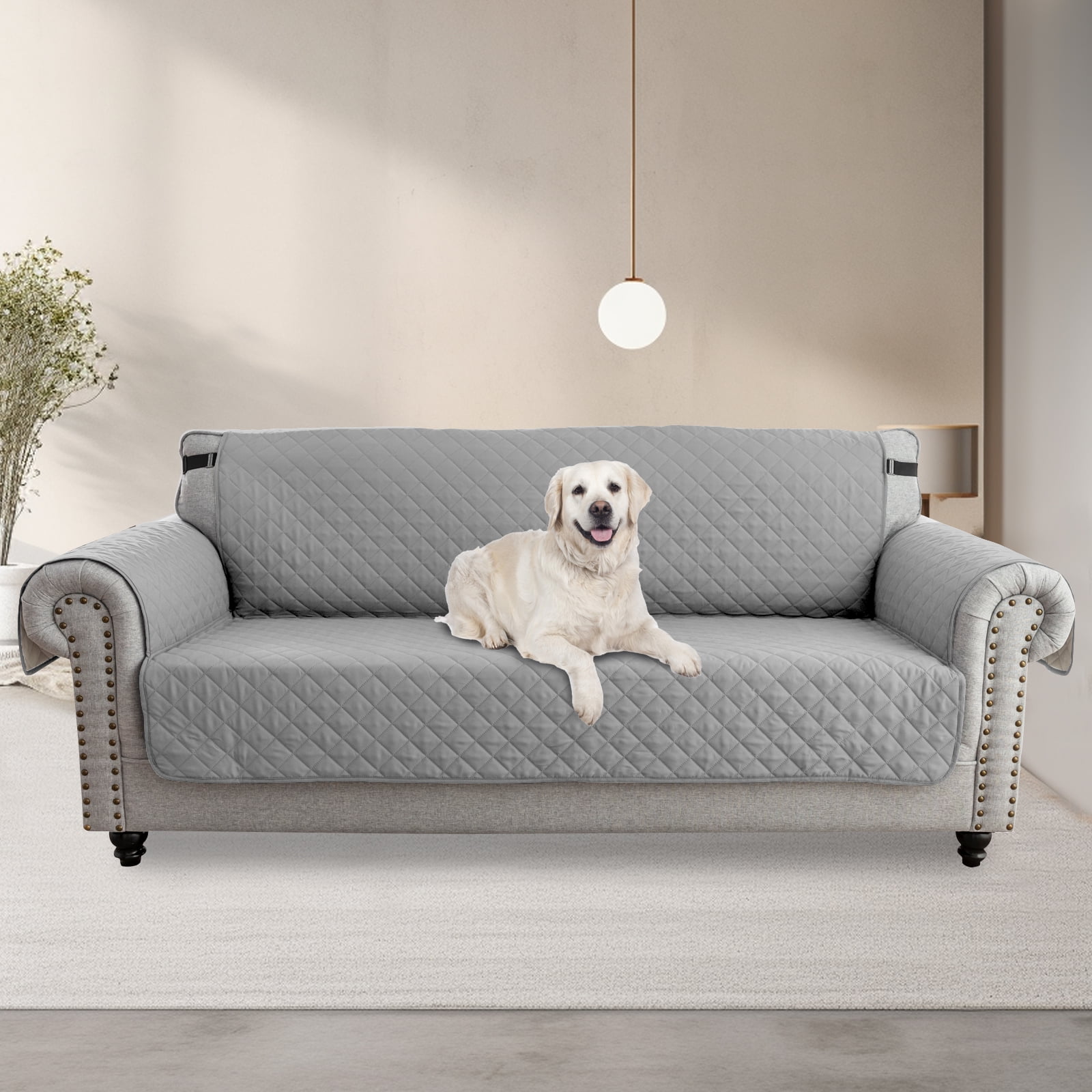 LIANGLAOI Faux Pu Leather Sofa Cover,174% Waterproof Non-Slip Sectional  Couch Cover,Solid Color Sofa Slipcover for Dogs,Children,Pets Furniture