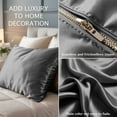 thumbnail image 5 of Amay Satin Silk Pillow Case German Size 31x31 Dark Grey Solid Extra Large Pillow Cover in Soft Cooling Satin Smooth & Skin-Friendly – Anti-Frizz Pillowcase for Hair Care & Luxury Sleep, 5 of 6