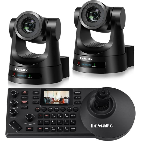 FoMaKo PTZ Camera 30x Optical Zoom AI Auto Tracking PoE HDMI Bundle PTZ Camera for Church Worship PTZ Camera Controller(PTZ Bundle FMK30SDIx2 KC608 Pro) BH302