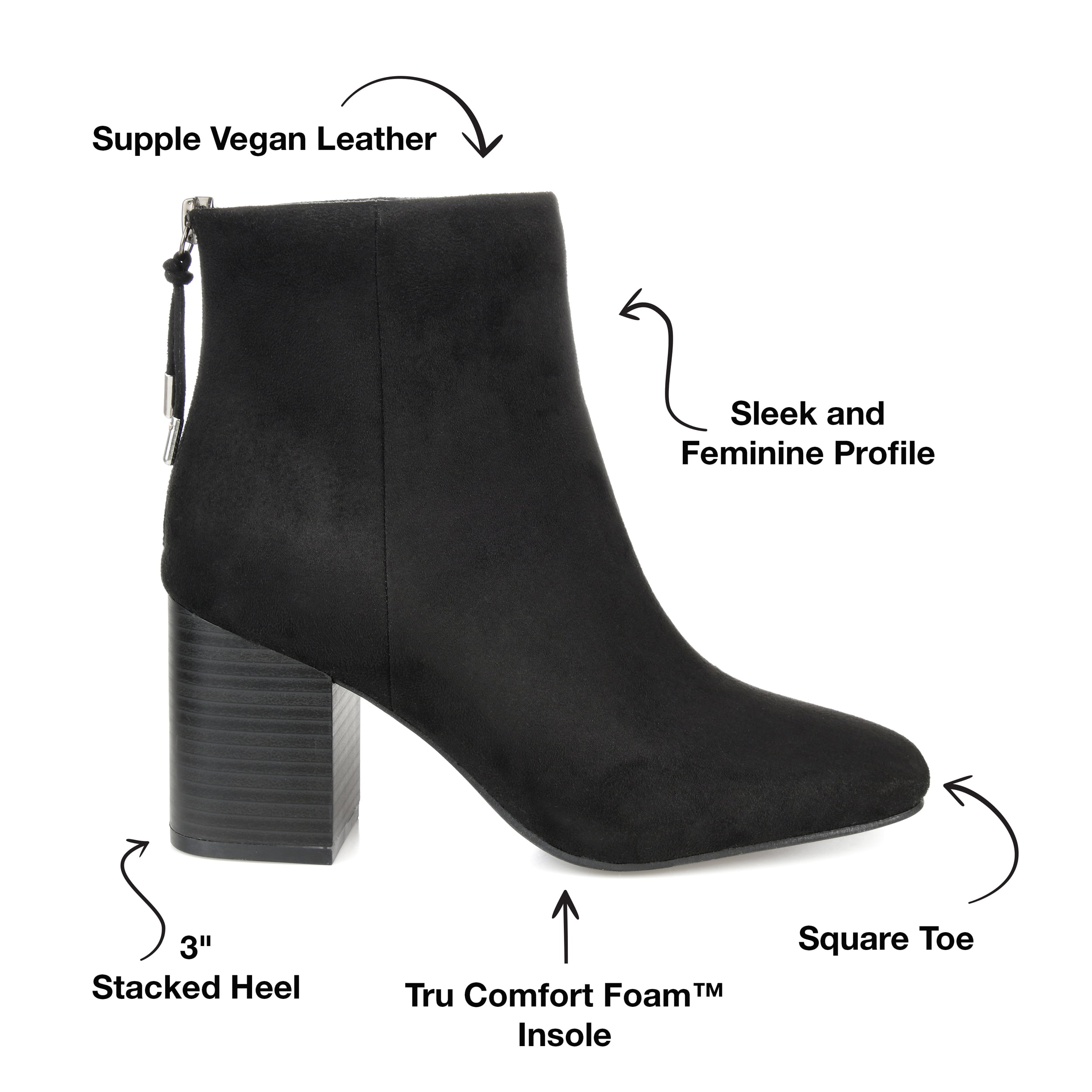 Journee Womens Audrina Back Heel Zip Stacked Heel Booties