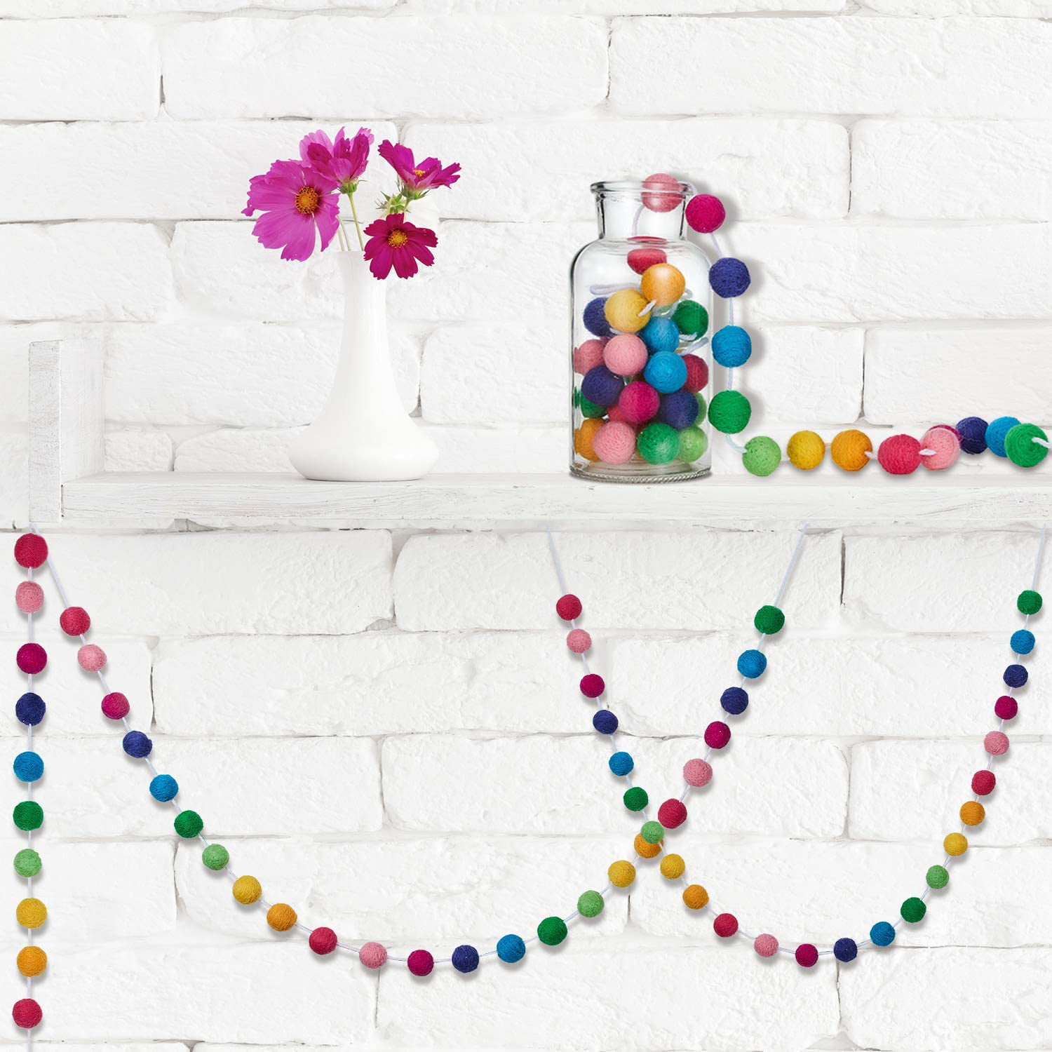 Blossom Pom Palette // Felt Pom-Poms // Multi Colored Felt Balls, DIY  Garland Kit, Rainbow Crafts, Wool Beads, Decor