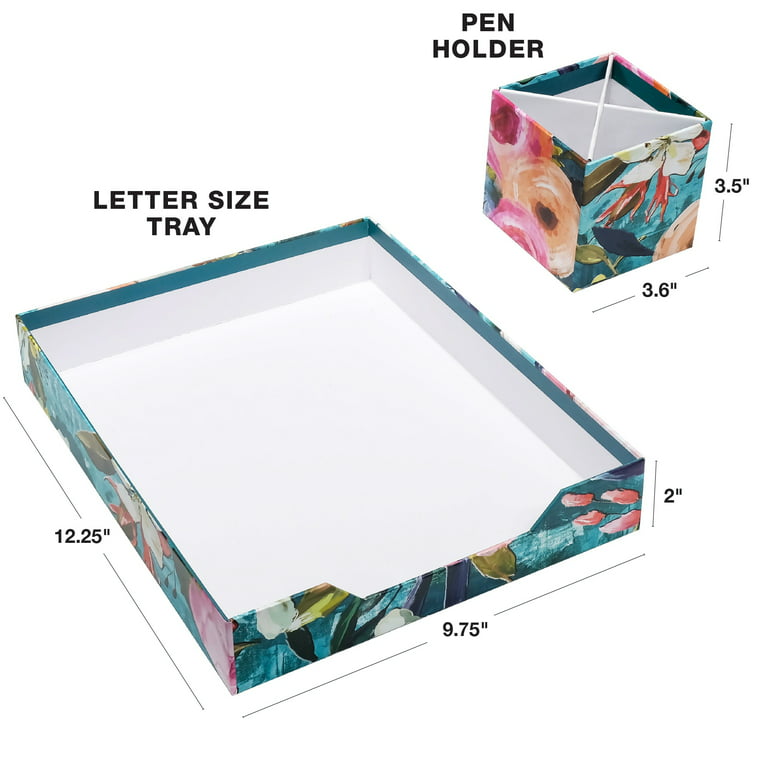 Hallmark Stationery Set with Desk Organizer, Floral (10 Blank Cards with Envelopes, 20 Writing Sheets with Envelopes, 75-Sheet Notepad, 30 Seals)