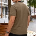 thumbnail image 4 of Yertdoel Men T-shirts Solid Color Short Sleeve Half Button Placket Mock Neck Shirts with Pocket Comfortable Breathable Outdoor Workout Cycling Tops, 4 of 9