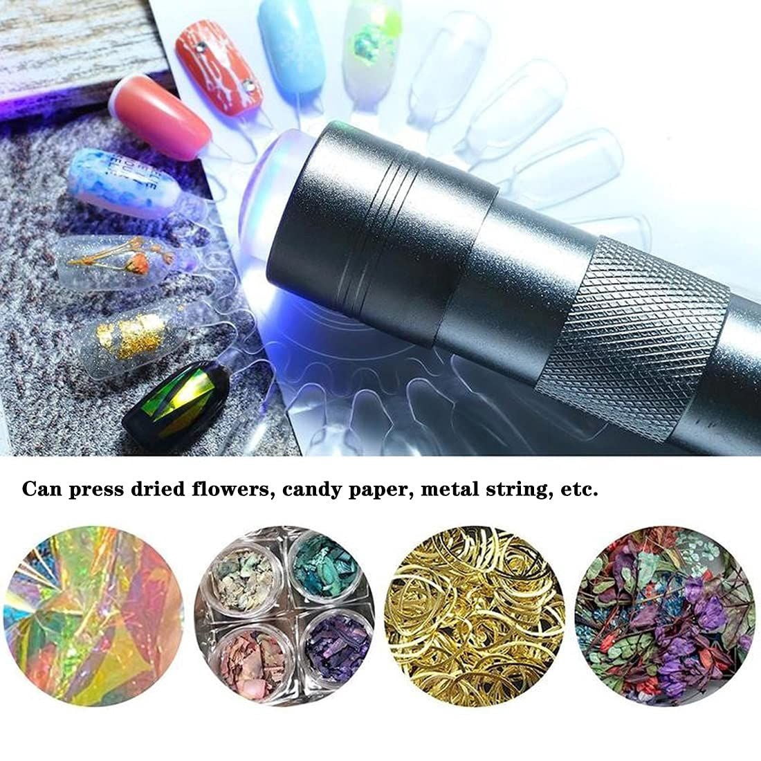 Mini Flash Light Nail Dryer, Handheld Nail Art UV Press Light, UV Lamp with Jelly Silicone Stamper Head, Nail Art