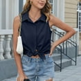 thumbnail image 5 of Ahdbta Women's Sleeveless Button Down Shirts Hidden-Button Front Casual Loose Dressy Blouses V Neck Work Tank Tops, 5 of 9