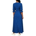 thumbnail image 6 of ChaoHeng Womens Summer Dresses Striped V Neck Drawstring Waist A Line Mini Short Sleeve Tunic Dress Blue XL, 6 of 6