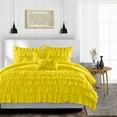 thumbnail image 1 of SGI Bedding 3 Piece Cotton Multi Ruffle Duvet Cover Yellow Solid 600TC Twin XL, 1 of 7