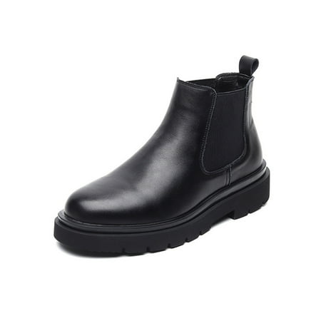 

Fangasis Mens Ankle Boots Pull On Chelsea Boot Elastic Booties Formal Office Work Shoes Comfort Waterproof Dress Bootie Black 9.5