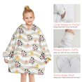thumbnail image 6 of Beige Wave Cow Flower Pattern Blanket Hoodies for Kids 6-13YR Oversize Wearable Blanket Hoodies for Boys Girls Teens, 6 of 7