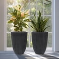 thumbnail image 4 of LuxenHome 19.21"H Tall Planters, Set of 2 Black Large Indoor Outdoor Plant Pots Plastic Flower Pots, 4 of 8