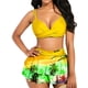 thumbnail image 3 of Txlixc Traje de baño de 2 piezas para mujeres, vestido de bikini de color sólido + falda de hoja de loto Txlixc  moda, 3 of 5