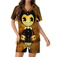 thumbnail image 2 of Bendy And The Ink Machine Women Pajamas Set Short Sleeve Sleepwear Button Down Nightwear Soft Pjs Set with Pockets, 2 of 8