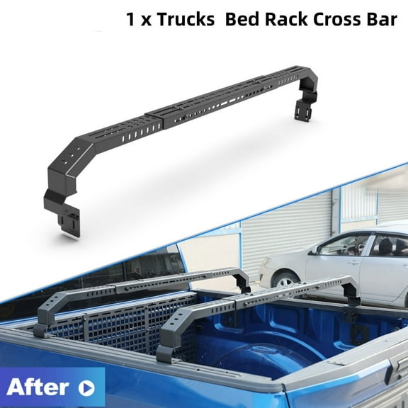 1 PACK Adjustable Black Low Profile Truck Bed Rack Cross Bar Fit Full-Size and Mid-Size Trucks Width Adjustment For Dodge Ram/Chevy/Ford/Toyota Tundra/Nissan Titan