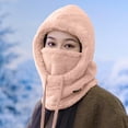 thumbnail image 6 of qolati Ski Mask Fleece Balaclava Winter Hood Mask for Women and Men Windproof Warm Fuzzy Drawstring Face Cover Hat Pink Free Size, 6 of 7