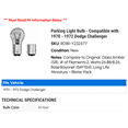 thumbnail image 2 of Parking Light Bulb - Compatible with 1970 - 1972 Dodge Challenger 1971, 2 of 2